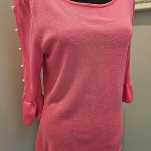 Lilly Pulitzer Pink Sweater with Pearl Details